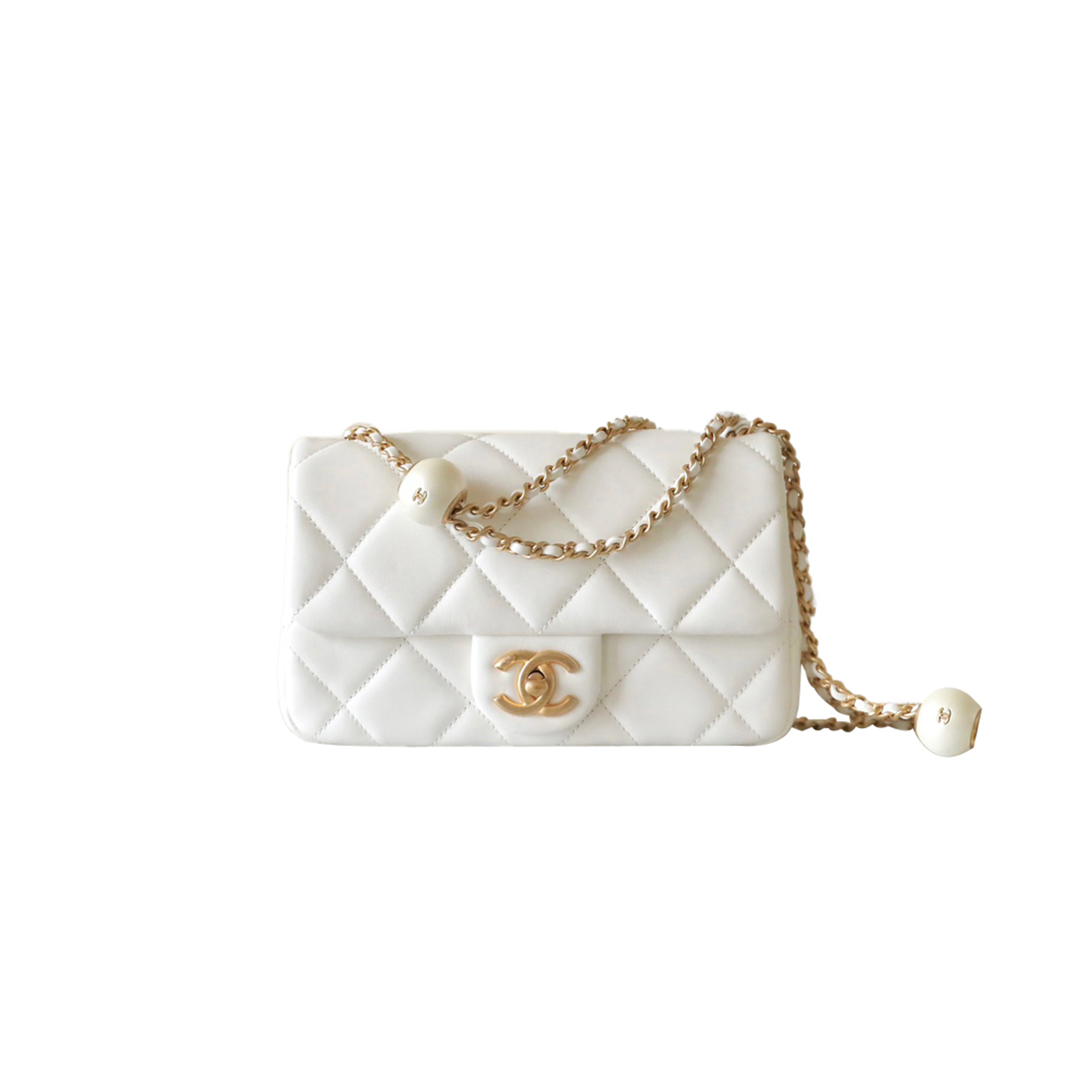 CHANEL MASTER DOUBLE PEARL FLAP BAG (20.5*13*6.5cm) 